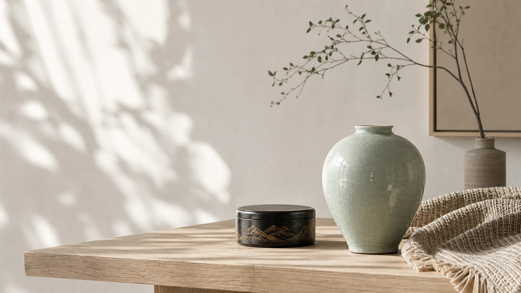 Ceramic studio with vessels in soft light